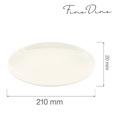 Assiette sans rebord Crema, 210 mm, Lot de 6 - Finedine