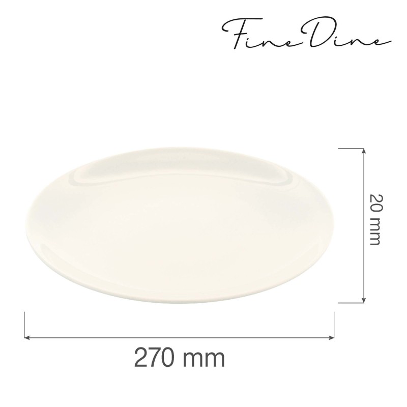 Assiette crema sans rebord, 270 mm, Lot de 6 - Finedine