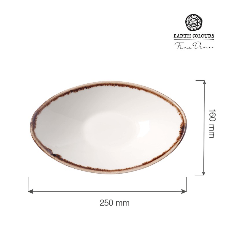 Bol en forme de bateau en vanille, 250x160mm - Finedine