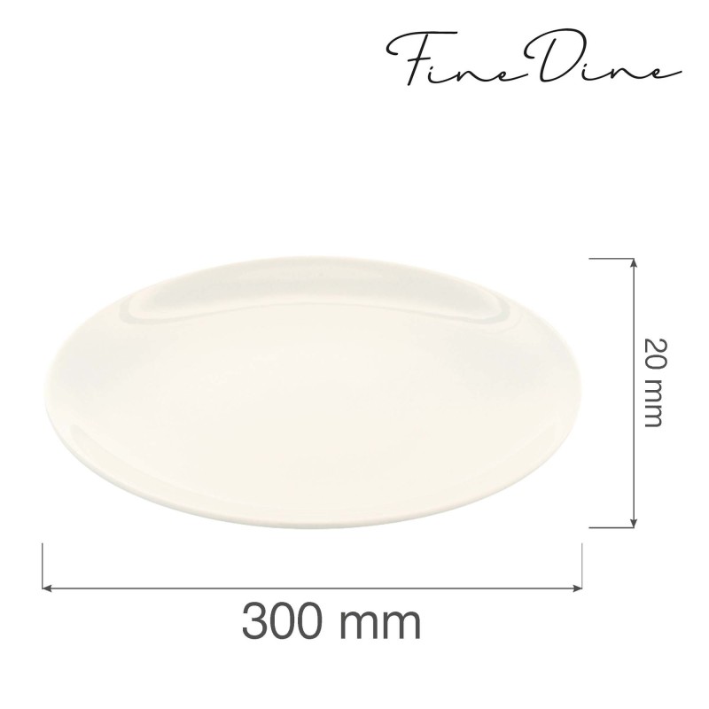 Assiette Crema sans bord, 300 mm, Lot de 6 - Finedine