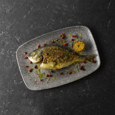 Assiette ronde en quartz noir Raku 264 mm - Finedine