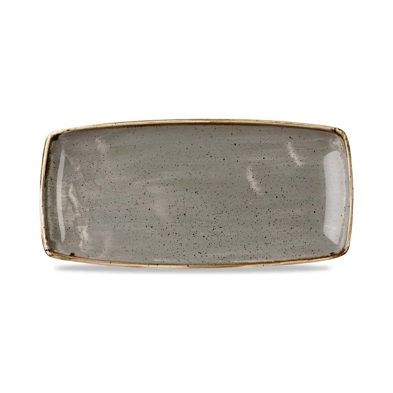 Assiette oblongue Stonecast grise, 295 mm - Finedine