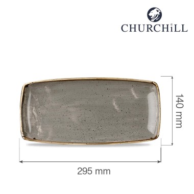 Assiette oblongue Stonecast grise, 295 mm - Finedine