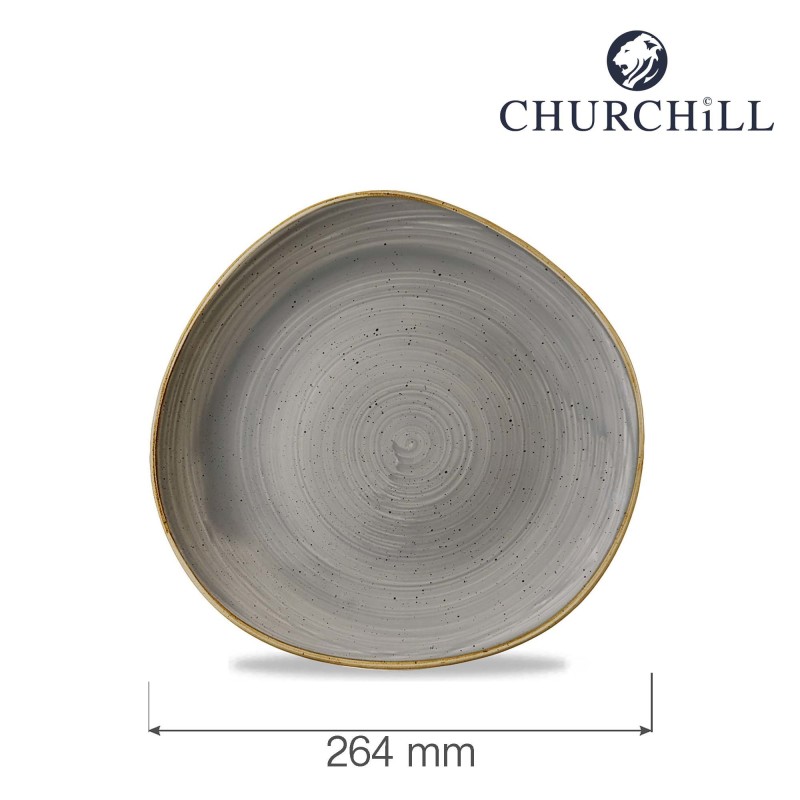 Assiette ronde Trace en grès gris, 264 mm - Finedine