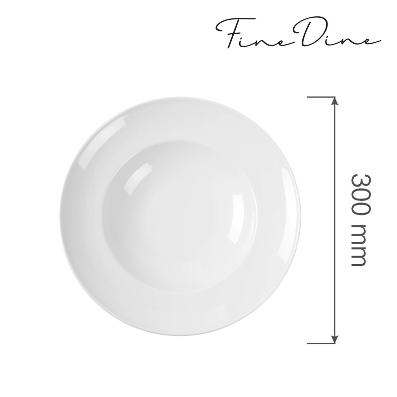 Assiette à pâtes Bianco, 300mm, Lot de 6 - Finedine