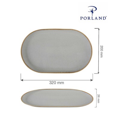 Plat ovale en céramique grise, 320x200mm - Finedine