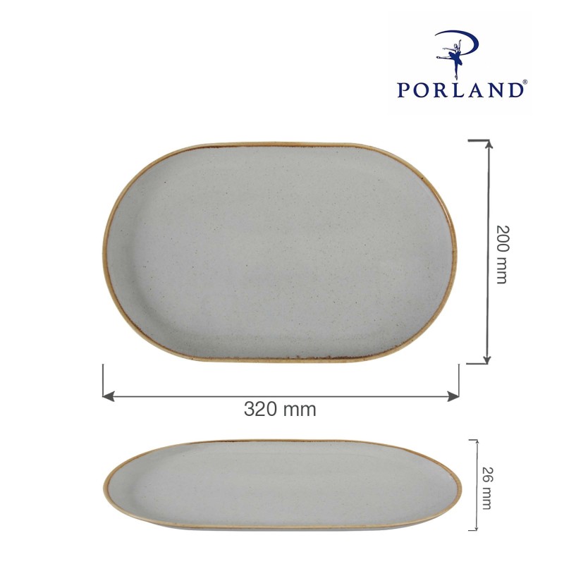 Plat ovale en céramique grise, 320x200mm - Finedine