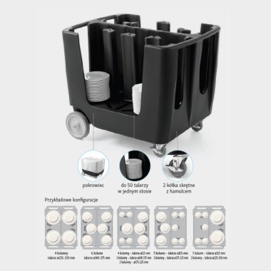 Chariot pour assiettes, 930x720x(H)800mm - Finedine