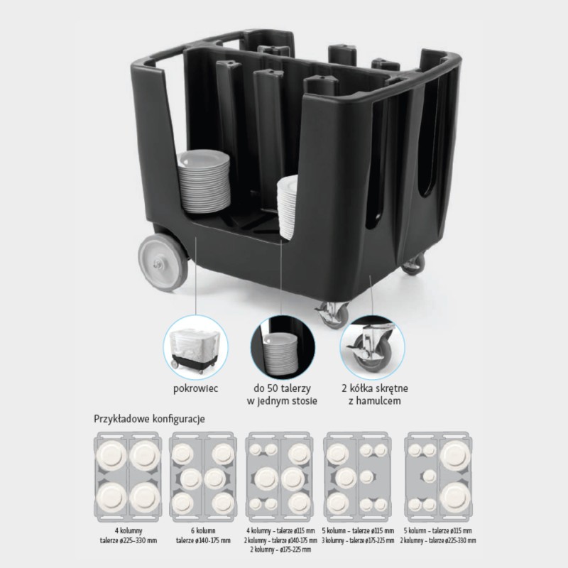 Chariot pour assiettes, 930x720x(H)800mm - Finedine