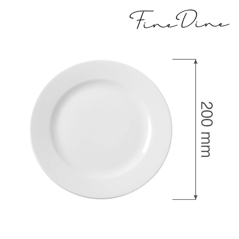 Assiette plate Bianco, 200 mm, Lot de 6 - Finedine