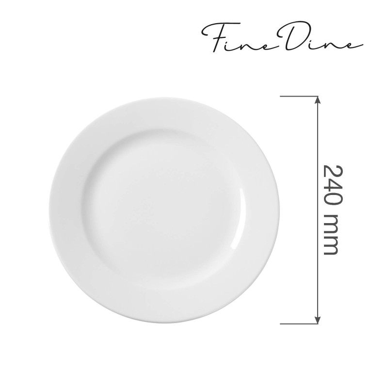 Assiette plate Bianco, 240 mm, Lot de 6 - Finedine