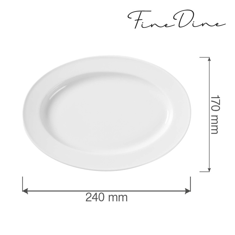 Plat ovale Bianco, 240x170mm, Lot de 6 - Finedine