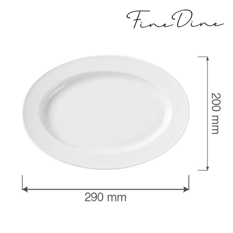 Plat ovale Bianco, 290x200mm, Lot de 6 - Finedine