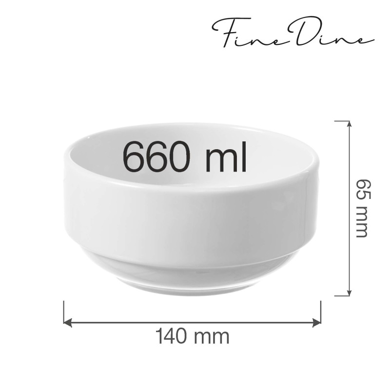 Bol empilable Bianco, 140 mm, Lot de 6 - Finedine