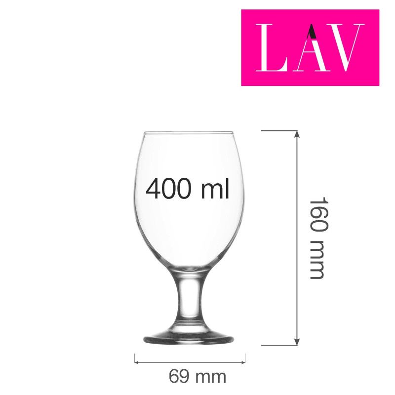 Verre à bière Misket, 400 ml, Lot de 6 - Finedine