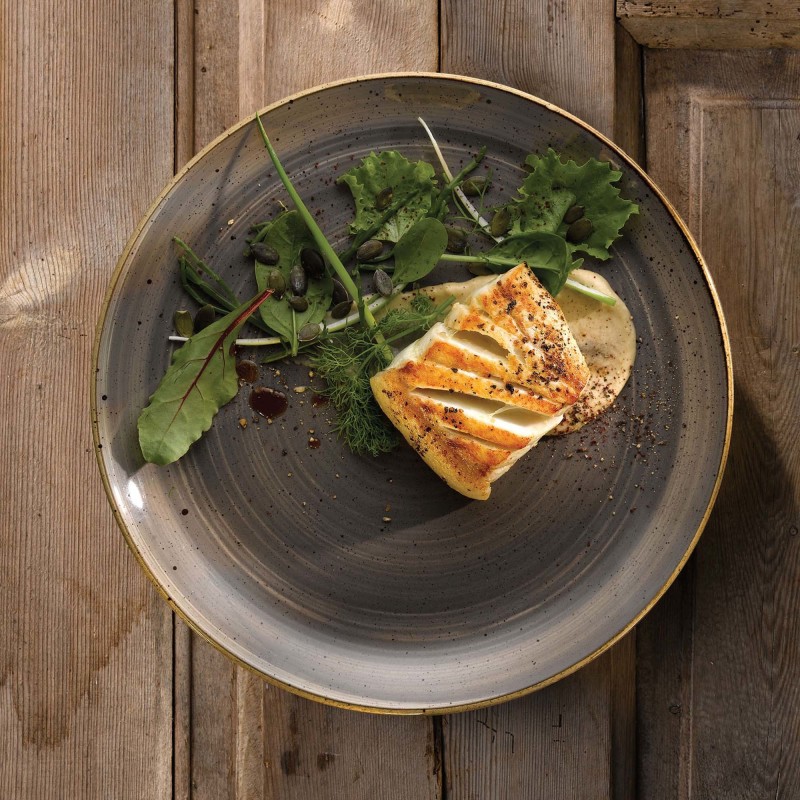 Assiette ronde Stonecast grise, 210 mm - Finedine