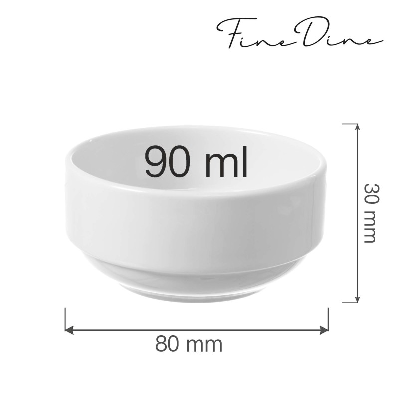 Bol empilable Bianco, 80 mm, Lot de 6 - Finedine