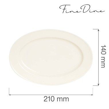 Plat ovale Crema, 210x140mm, Lot de 6 - Finedine
