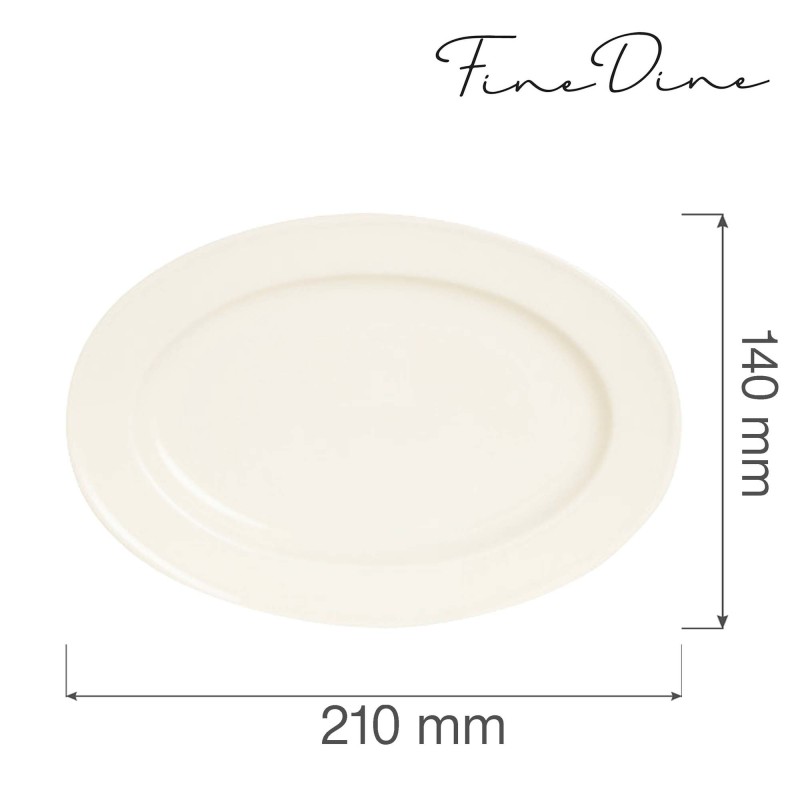 Plat ovale Crema, 210x140mm, Lot de 6 - Finedine