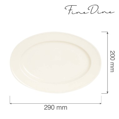 Plat ovale Crema, 290x200mm, Lot de 6 - Finedine