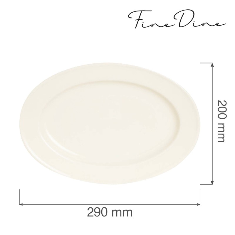 Plat ovale Crema, 290x200mm, Lot de 6 - Finedine