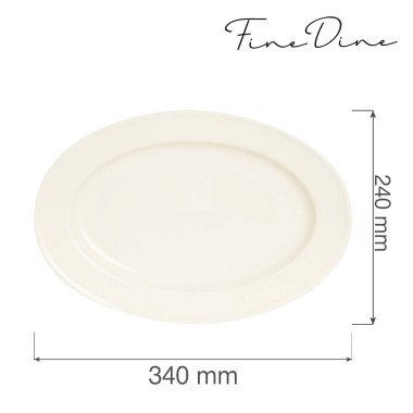 Plat ovale Crema, 340x240mm, Lot de 6 - Finedine