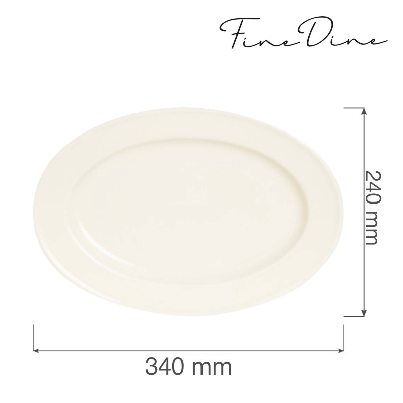 Plat ovale Crema, 340x240mm, Lot de 6 - Finedine
