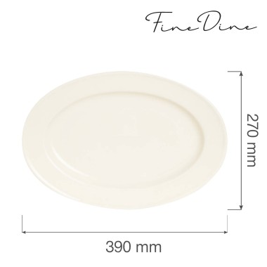 Plat ovale Crema, 390x270mm, Lot de 6 - Finedine