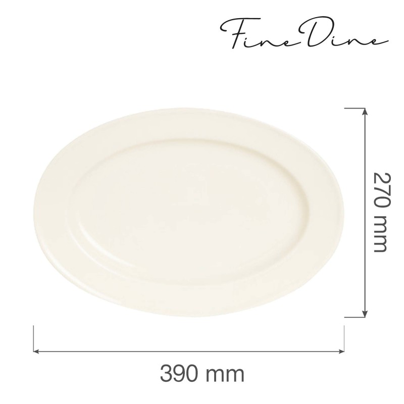 Plat ovale Crema, 390x270mm, Lot de 6 - Finedine