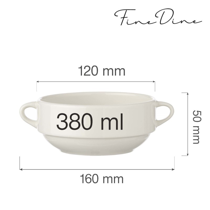 Bol à soupe crema, 380ml, Lot de 6 - Finedine