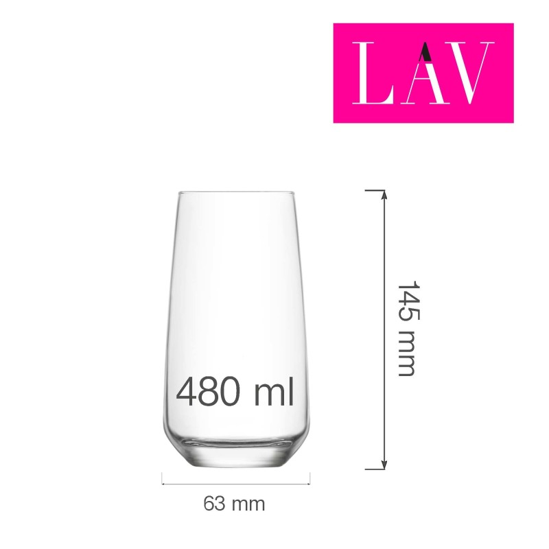 Le verre long 480 ml, Lot de 6 - Finedine