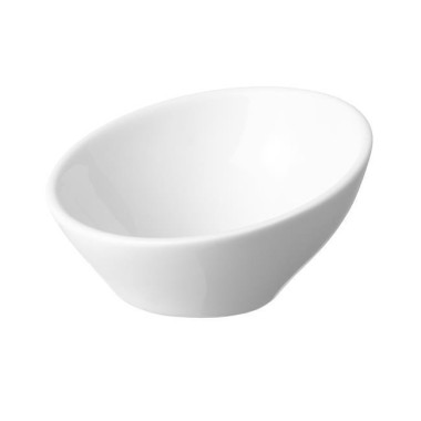 Assiette en porcelaine oblique pour finger food - 90 mm - Lot de 6 - Finedine