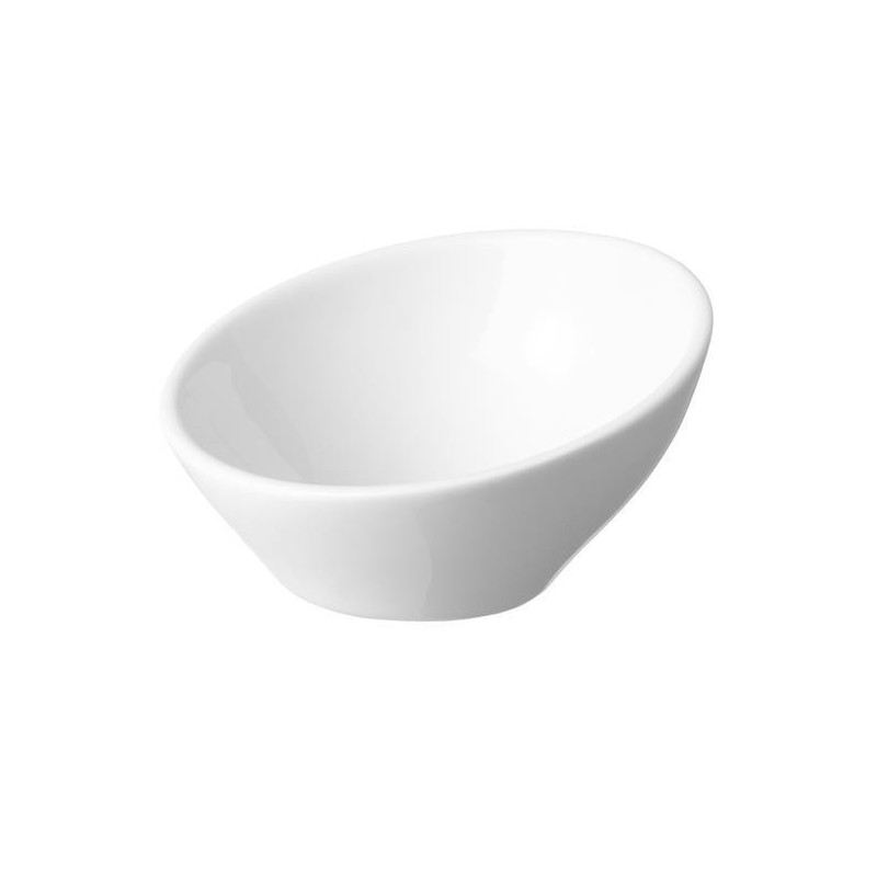 Assiette en porcelaine oblique pour finger food - 90 mm - Lot de 6 - Finedine