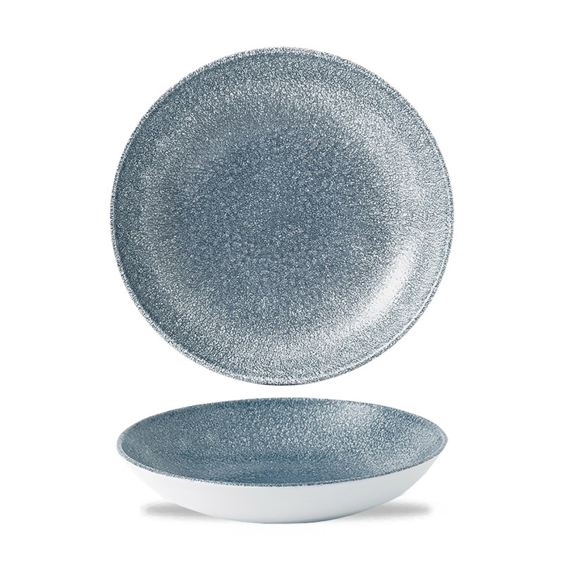 Assiette creuse à coupe Raku Topaz Blue - 182 mm - Finedine