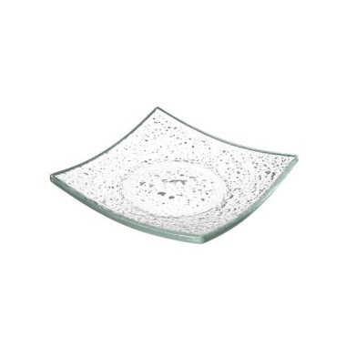 Plat en verre transparent carré Vetro pour fingerfood - 80x80mm - Lot de 6 - Finedine