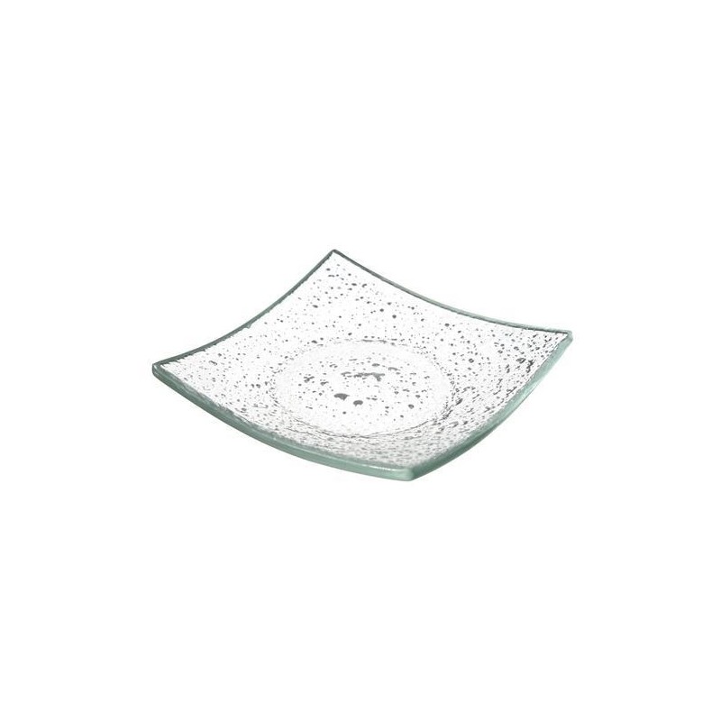 Plat en verre transparent carré Vetro pour fingerfood - 80x80mm - Lot de 6 - Finedine
