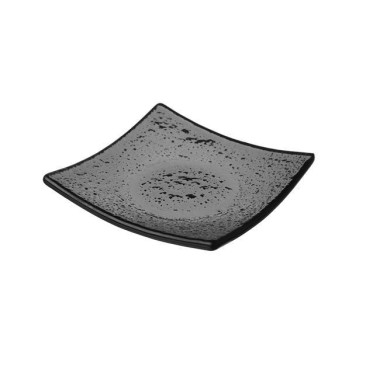 Plat en verre noir carré Vetro pour fingerfood - 80x80mm - Lot de 6 - Finedine
