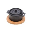 Soupière en fonte avec base en bois - 135x105(H)80mm - Finedine