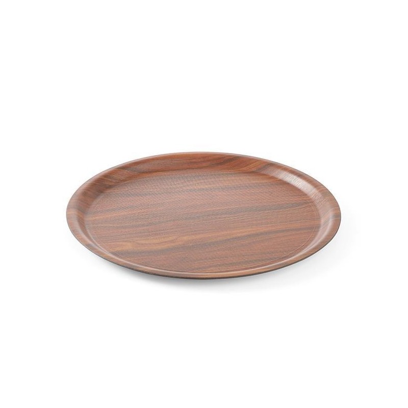 Plateau rond Montana à surface antidérapante - noyer - 380 mm - Finedine