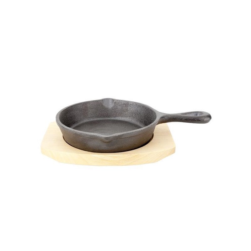 Poêle en fonte avec un support en bois - 135 mm - Finedine