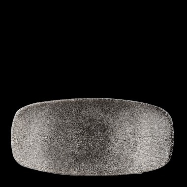 Assiette oblongue noire en quartz Raku pour chefs - 269x127mm - Finedine