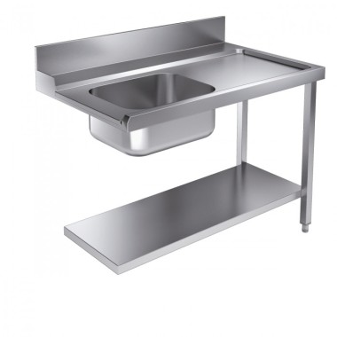 Table d'entrée étagère inférieure 1200 droite avec évier - Combisteel