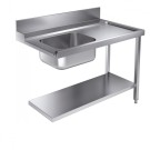 Table d'entrée étagère inférieure 1200 droite avec évier - Combisteel
