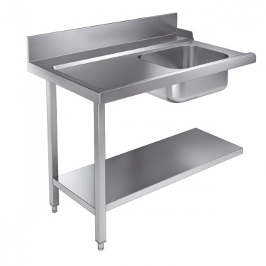 Table d'entrée étagère inférieure 1200 gauche avec évier - Combisteel