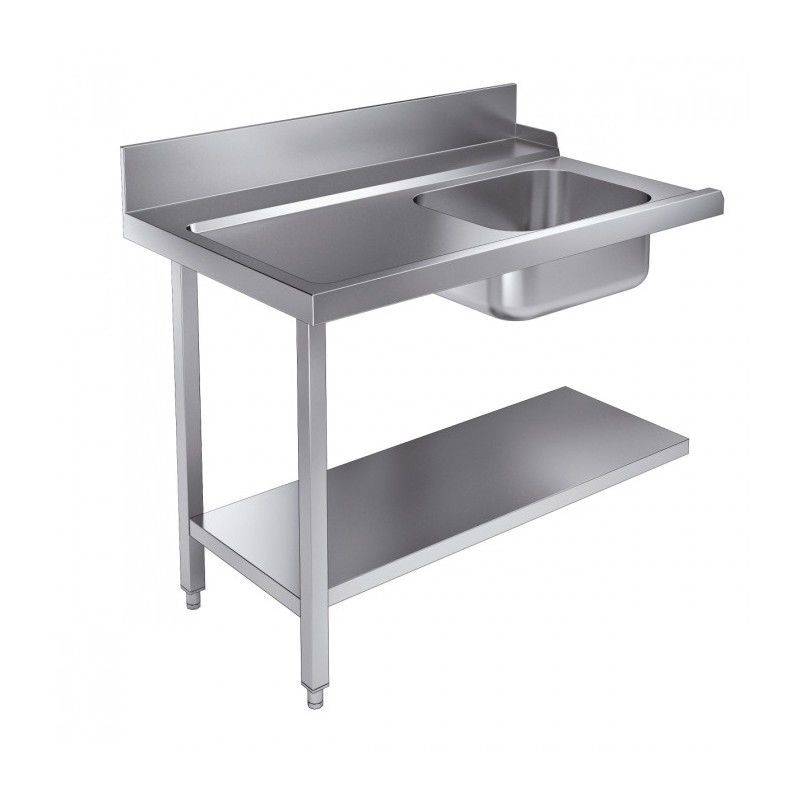 Table d'entrée étagère inférieure 1200 gauche avec évier - Combisteel