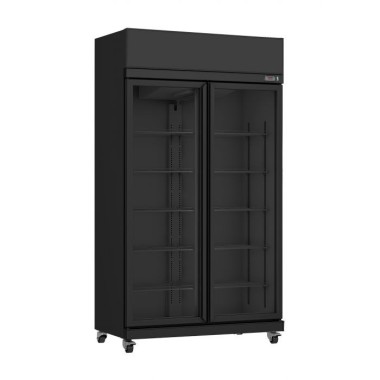 Réfrigérateur 2 portes vitré noir 580L - Combisteel