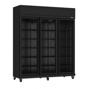 Réfrigérateur 3 portes vitré noir 893 L - Combisteel