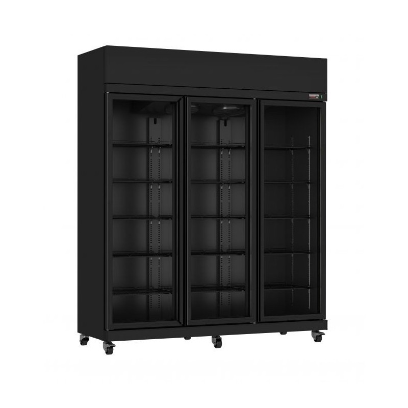 Réfrigérateur 3 portes vitré noir 893 L - Combisteel