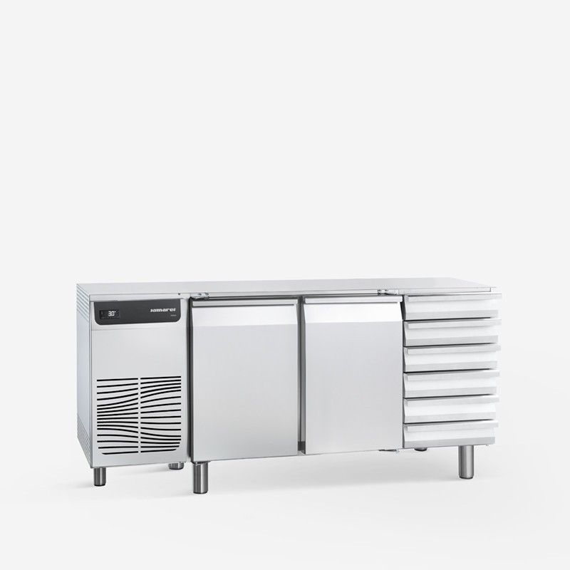 Table réfrigérée pour pizza 2 portes avec tiroirs - Samaref