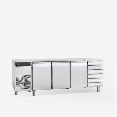 Table réfrigérée pour pizza 3 portes avec tiroirs 609 L - Samaref